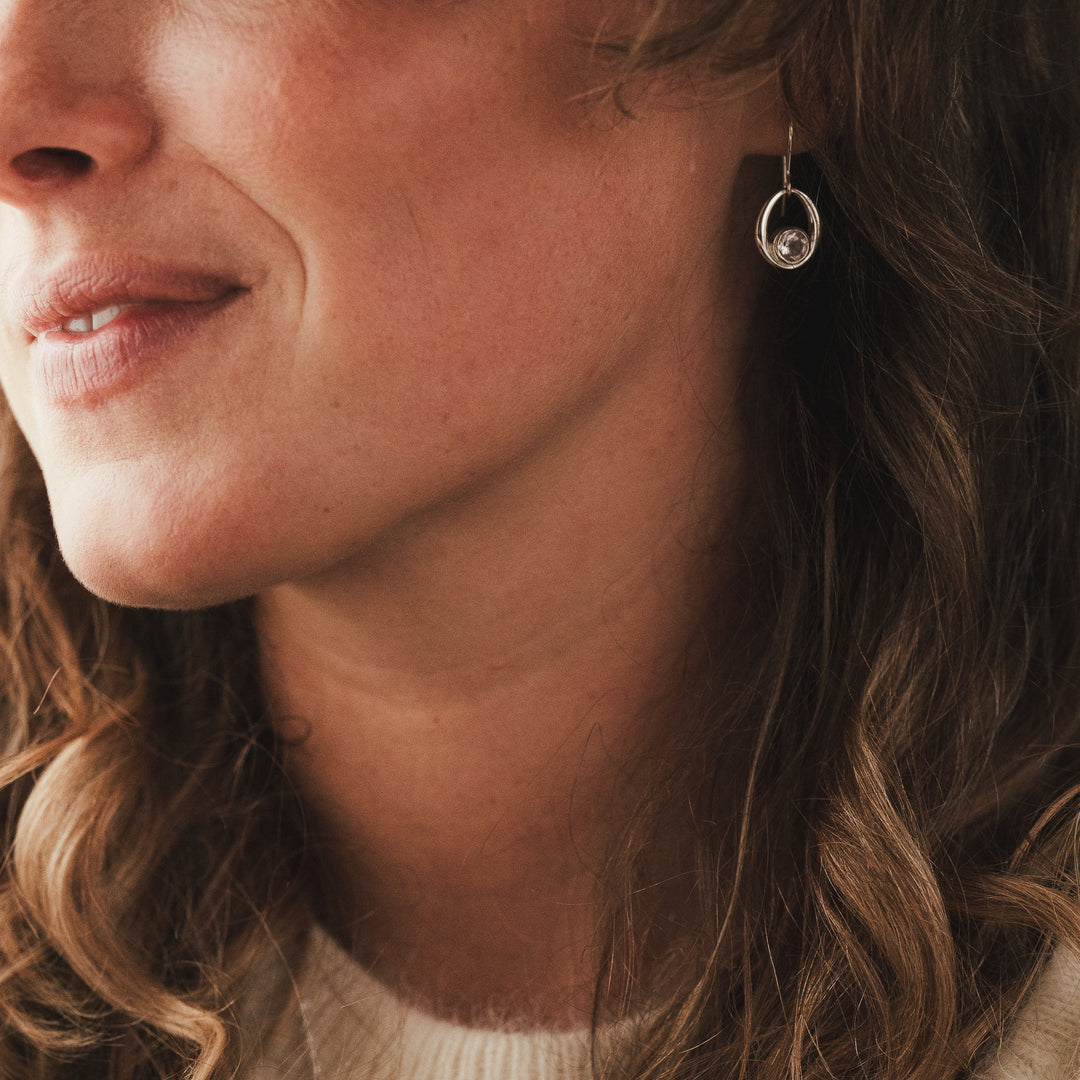 Gemstone Sterling Silver Dangle Earrings - choose your gemstone